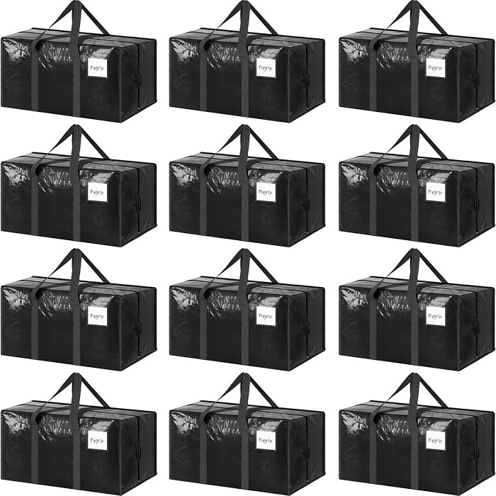 12 Pack Extra Heavy Duty Large Moving Bags with Strong Zipper & Comfortable Handles, Sturdy & Dur... | Amazon (US)