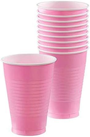 Amscan Durable Plastic Cups, 16-Ounce, 50 pieces, New Pink | Amazon (US)