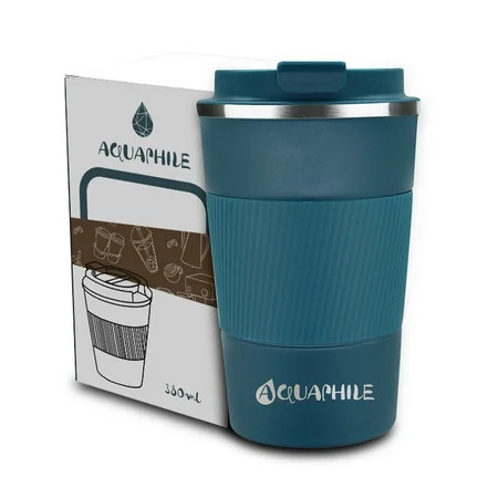 Aquaphile Vacuum Insulated Coffee Travel Mug Double Walled Reusable Tumbler Cups Blue 12 Fluid Ounces | Walmart (US)