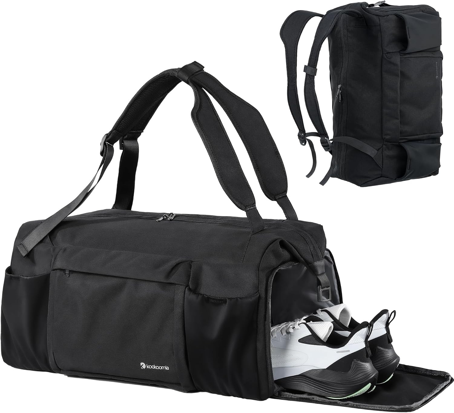Gym Bag for Men with Shoes Compartment and Wet Pocket Convertible Duffle Bag and Gym Backpack Waterproof Sports Bags for Men with 2 Bottle Holders Multipurpose Weekender Overnight Bag -Black | Amazon (US)