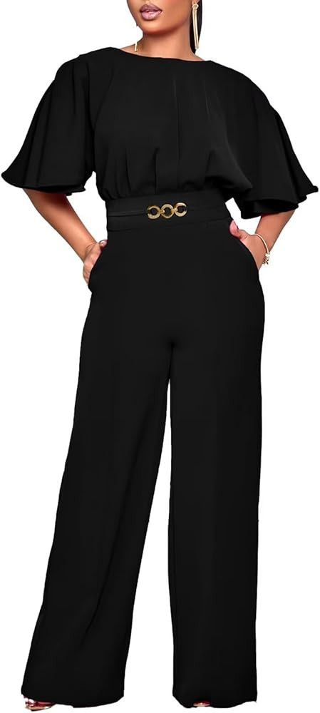 acelyn Elegant Jumpsuit for Women Dressy Sexy Plus Size Wide Leg Pant Suit One Piece Party Outfit... | Amazon (US)