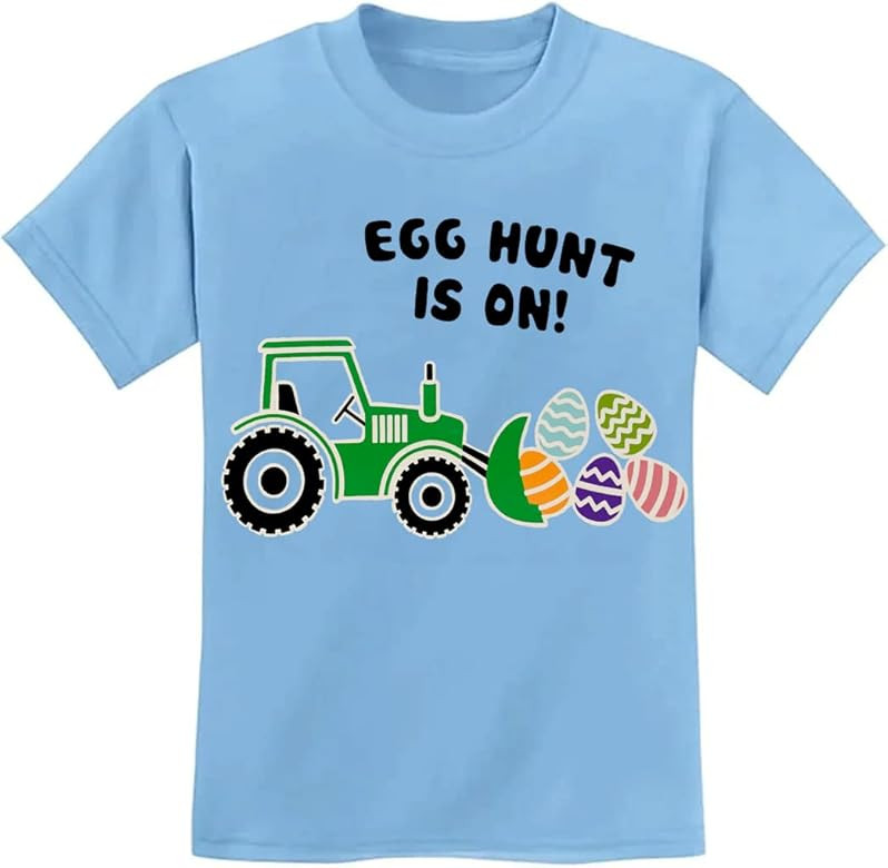 Easter Shirt for Toddler Boys Girls Eggs Hunt Bunny Outfits Digging Tractor Kids T-Shirt | Amazon (US)