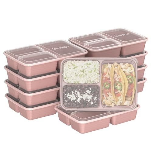 Bentgo 20-Piece Lightweight, Durable, Reusable BPA-Free 3-Compartment Containers - Microwave, Fre... | Amazon (US)