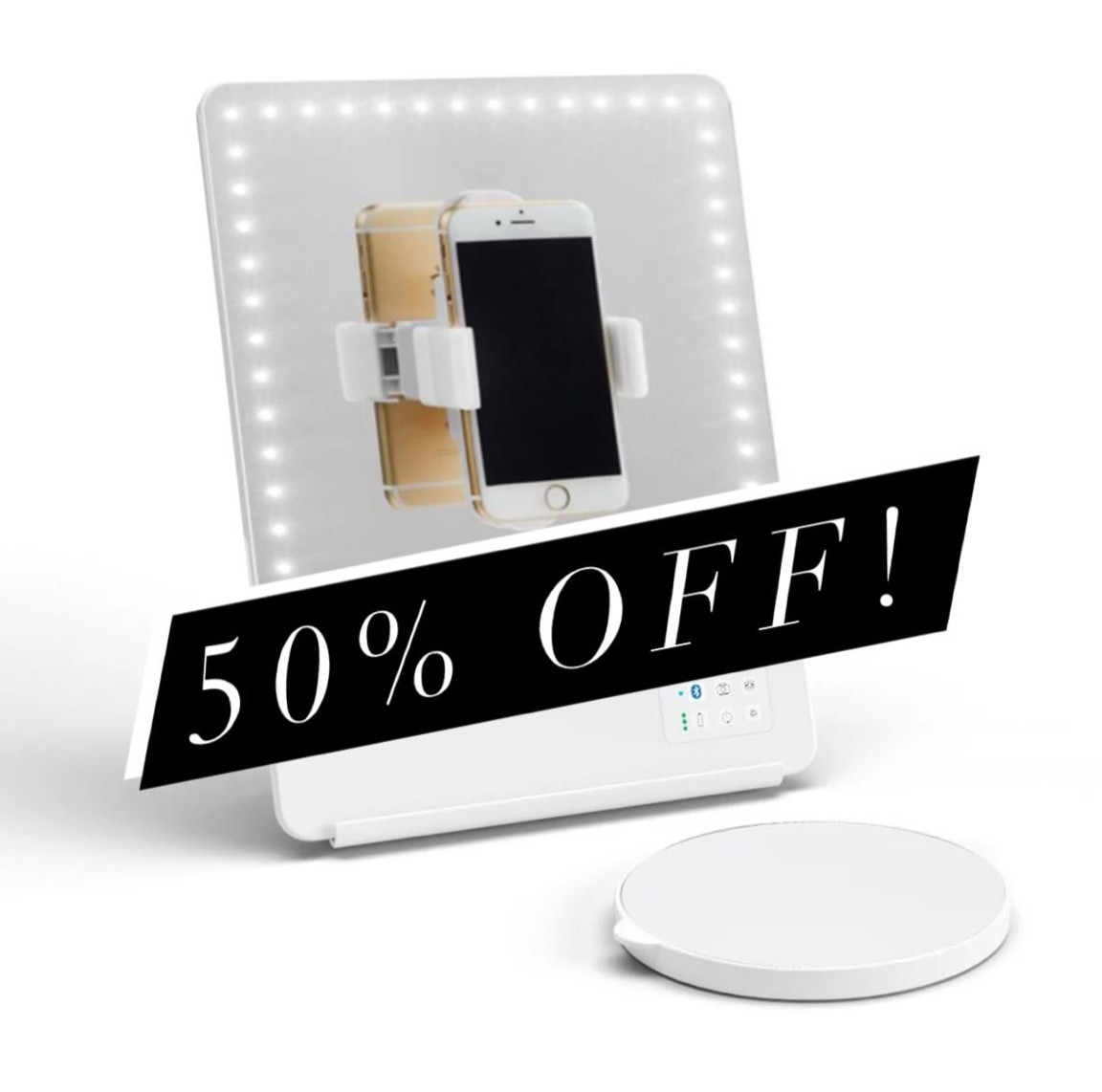 I bought one of these lighted makeup mirrors in 2017 & then cracked it when trying to cram it in my suitcase in 2019. I immediately replaced it because it’s just so good! It has different lighting levels, a magnetic phone holder & a magnetic magnifying mirror if you’re brave ;)  it’s rechargeable and easy to travel with if you pack it correctly (I now own a traveling case for mine!) 

I’ve never seen them priced this low so it’s a steal!!! 

#LTKSaleAlert #LTKBeauty #LTKGiftGuide