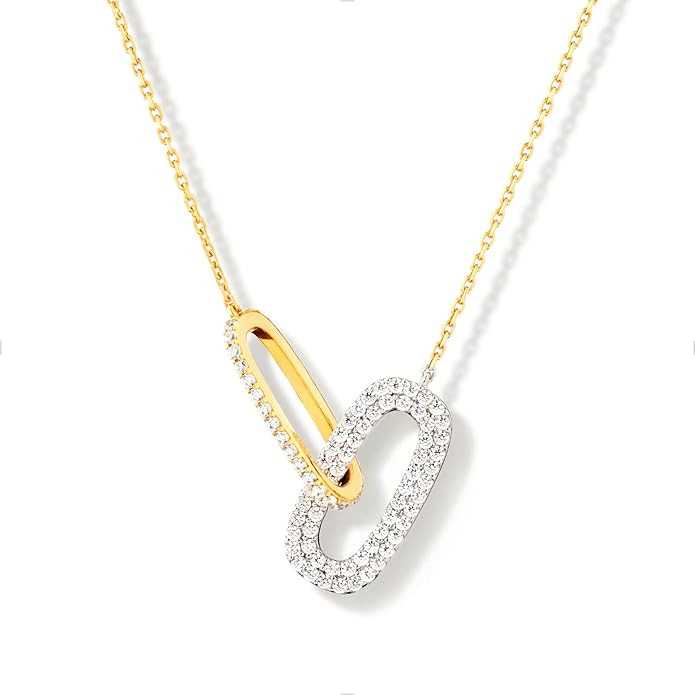 STORYJEWELLERY Mixed Metal Necklace, Two Tone Necklace for Women, Interlocking Pendant Necklaces,... | Amazon (US)