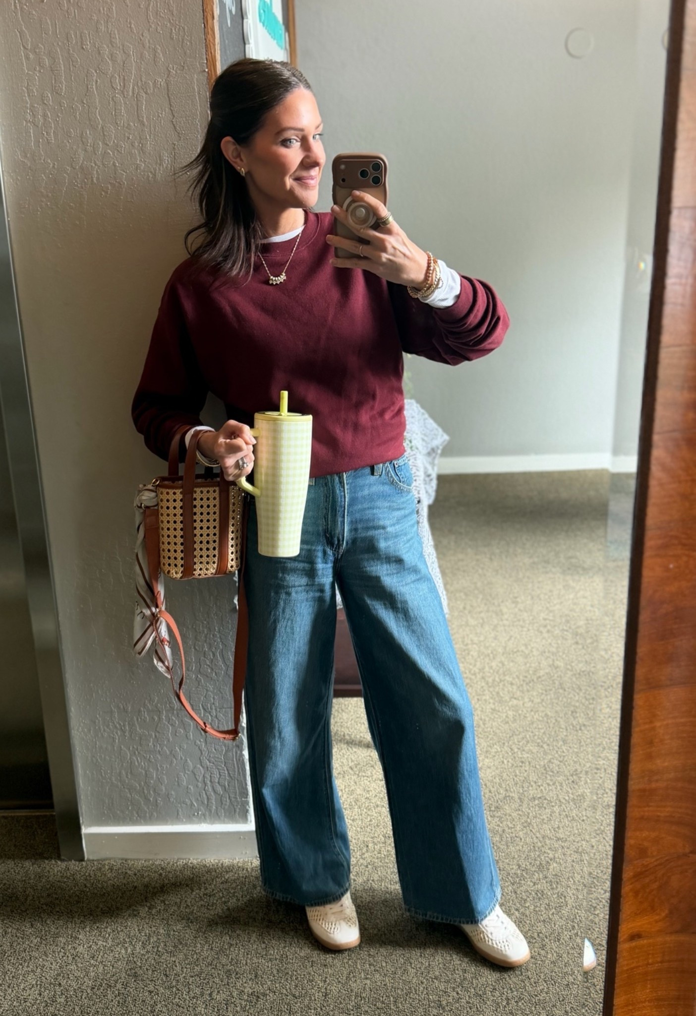 Causal errand day outfit. I have this men’s crew neck sweatshirt in 4 colors. So afforable and you can crop it up like I have here or wear long with leggings. 

Jeans- tts I am 5’9 and they are about 1/2” from the ground 
Sweatshirt- small 
Undershirt - small 
Shoes aren’t available but tagged similar 
Bag isn’t available but tagged similar

#LTKootd