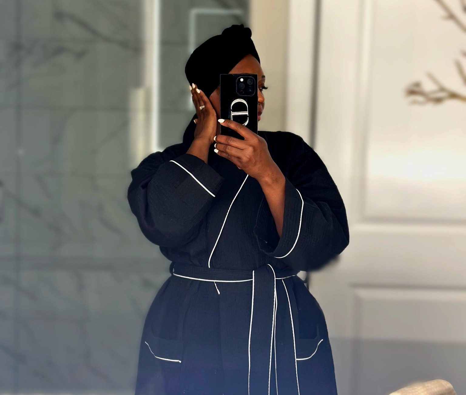 The black waffle robe with piping is no longer available online but you can check in stores. This is the actual robe in different colors

#LTKdayinmylife #LTKootd #LTKmorningroutine