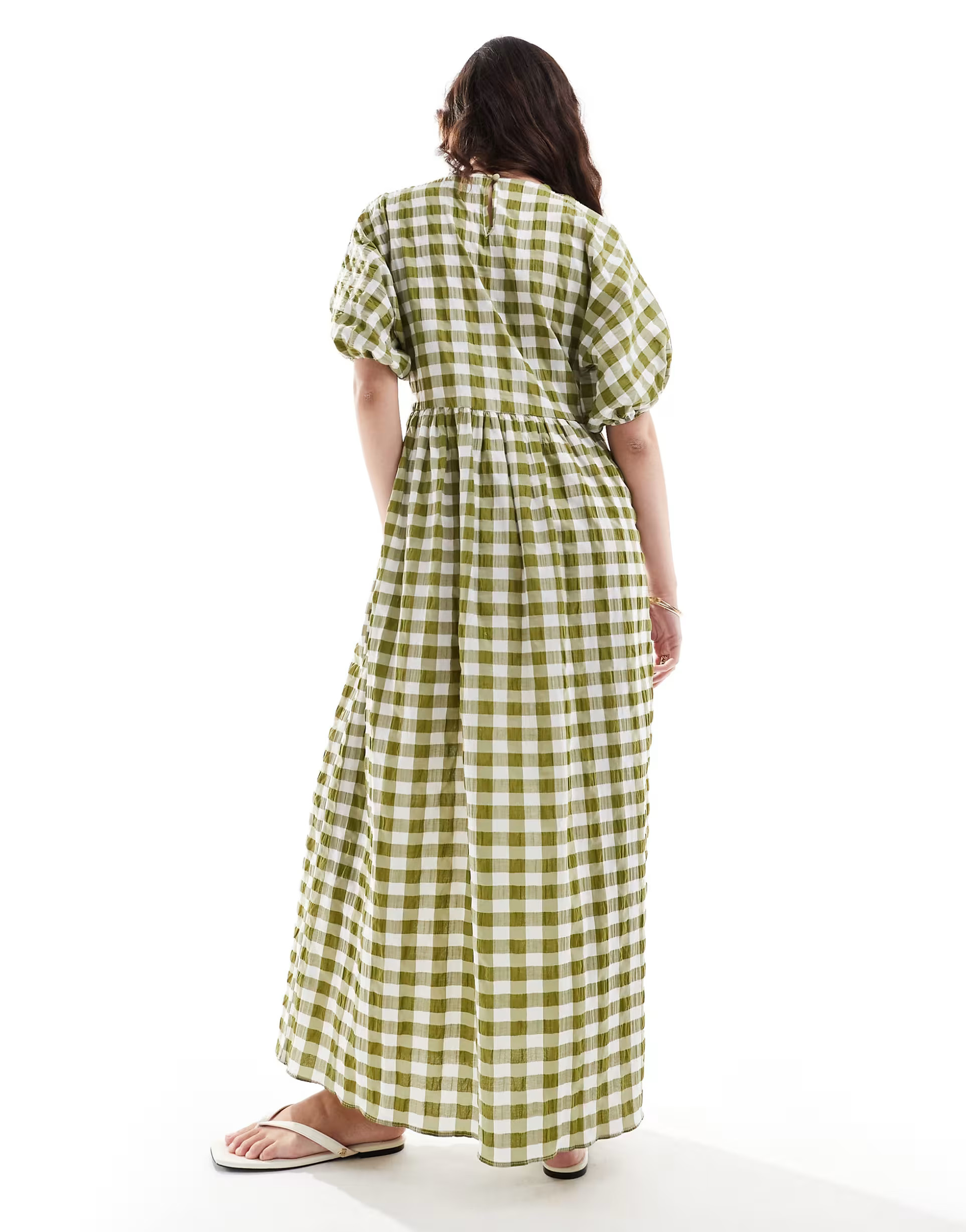 ASOS DESIGN midi tee dress in sage and cream gingham | ASOS | ASOS (Global)