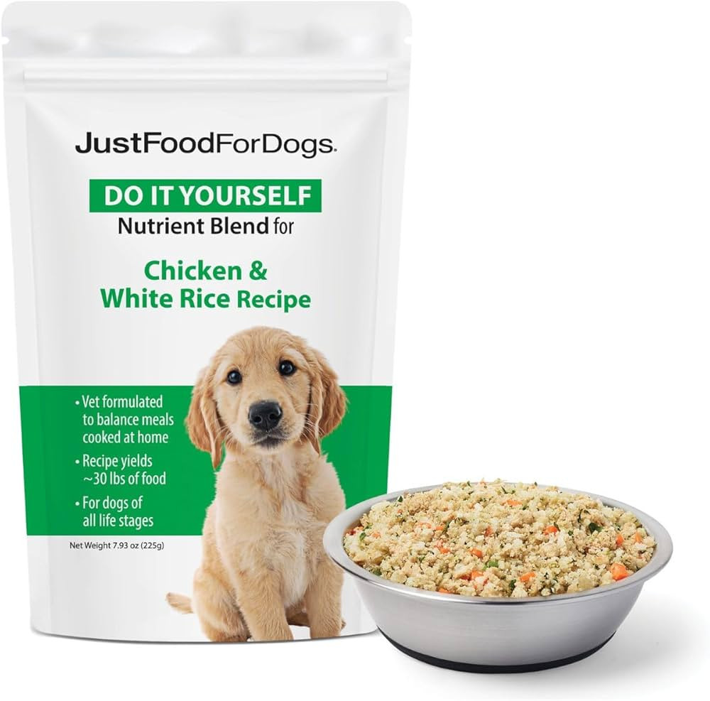 JustFoodForDogs DIY Nutrient Blend for Homemade Dog Food, Chicken & White Rice, 7.93oz | Amazon (US)