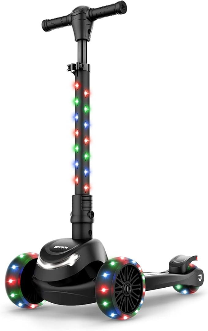 Jetson 3-Wheel Light-Up Kick Scooter, Lights on Stem & Wheels, Height Adjustable Handlebar, Rear ... | Amazon (US)