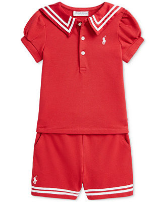 Polo Ralph Lauren Baby Girls Sailor Top & Short Set - Macy's | Macy's