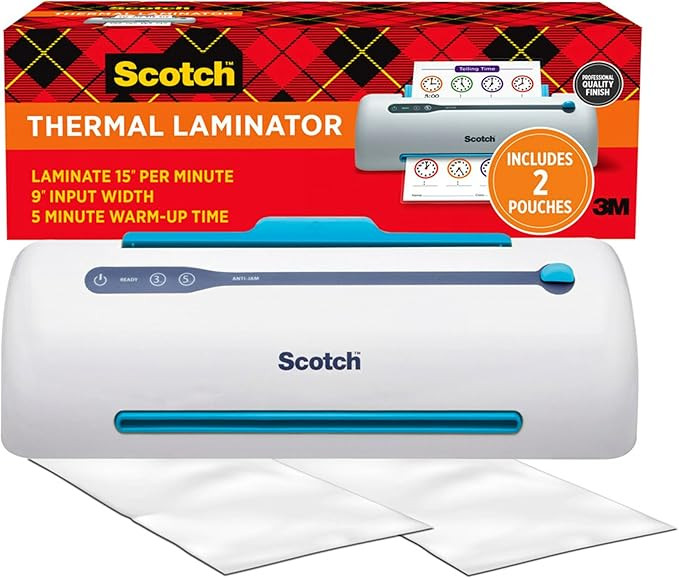 Scotch PRO TL906 Thermal, Laminator Machine, 1 Laminating Device, White/Blue, Laminate Recipe Car... | Amazon (US)