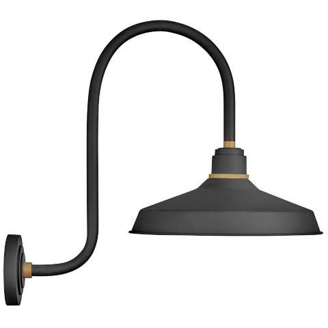 Foundry Classic 23.8" High Textured Black Outdoor Gooseneck Barn Light - #72G34 | Lamps Plus | Lamps Plus