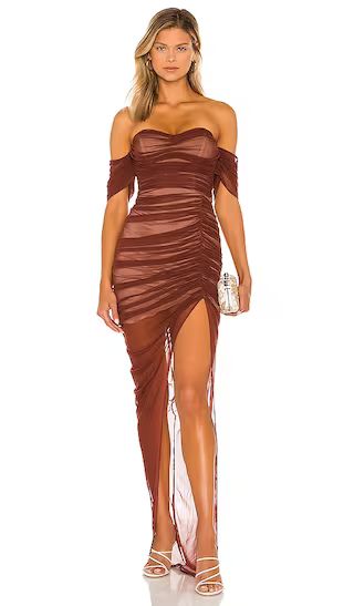 Dita Mesh Gown in Chocolate & Nude | Revolve Clothing (Global)