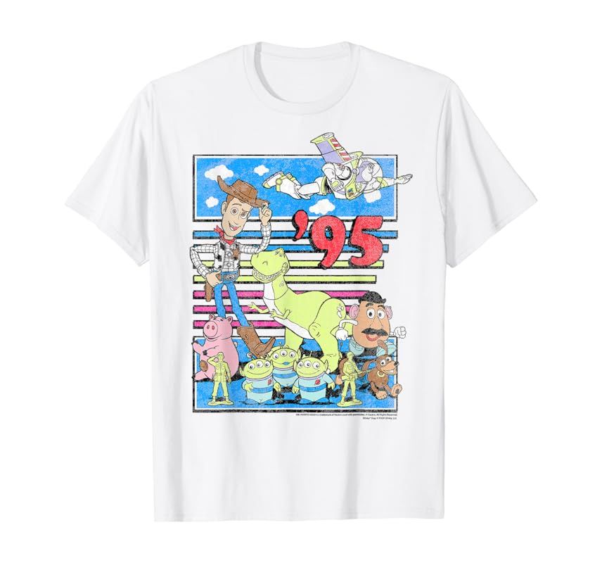 Disney Pixar Toy Story 95 Retro Distressed Colorful T-Shirt T-Shirt | Amazon (US)