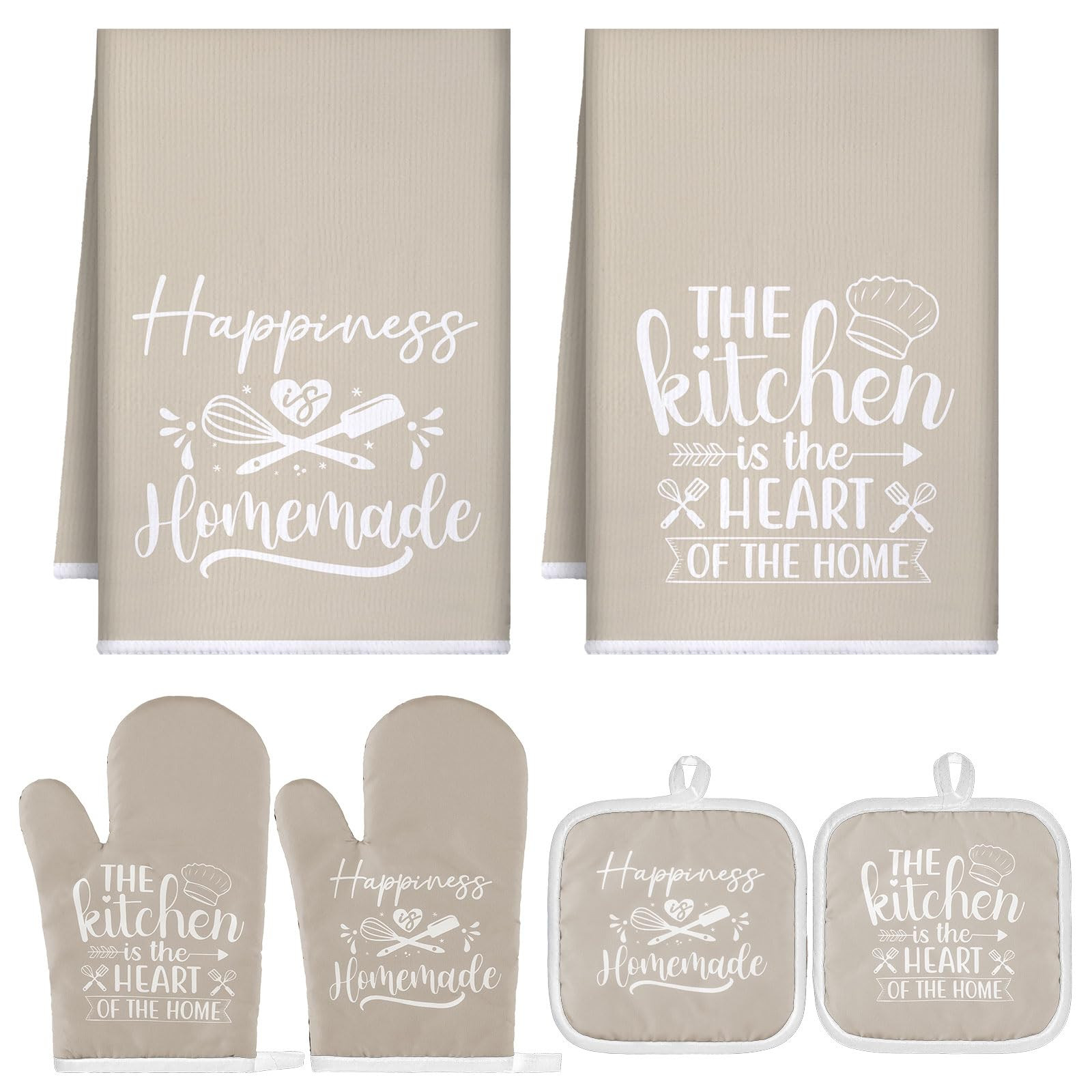 Sratte 6 Pcs Kitchen Decor Accessories Set Farmhouse Towels Pot Holders Oven Mitts Set 2 Dish Tow... | Amazon (US)