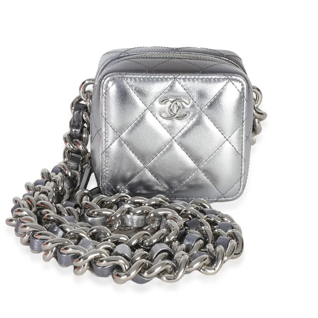 Chanel Metallic Quilted Lambskin Coco Punk Clutch With Chain | Over The Moon