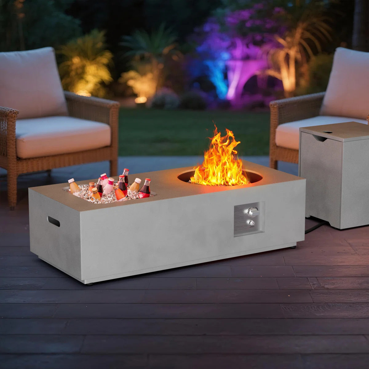 48" Propane Gas Fire Pit Table 50,000 Btu Upgrade With Ice Bucket | Wayfair North America