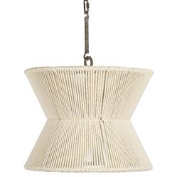 Gabby Home Gordon Coastal Beach White Woven Cotton Hourglass Pendant | Kathy Kuo Home