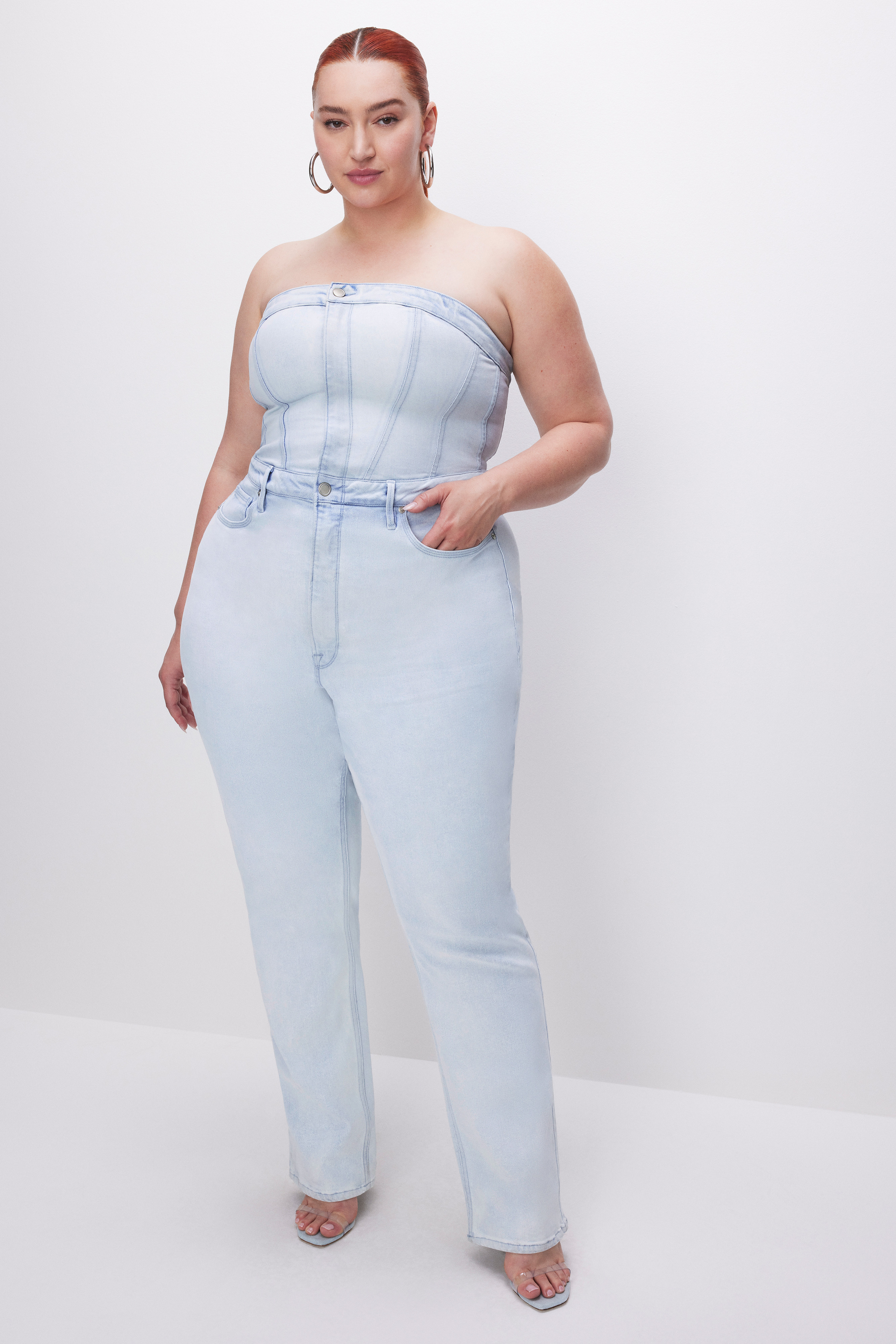 FIT FOR SUCCESS LIGHT COMPRESSION STRAPLESS JUMPSUIT | INDIGO453 - GOOD AMERICAN | Good American