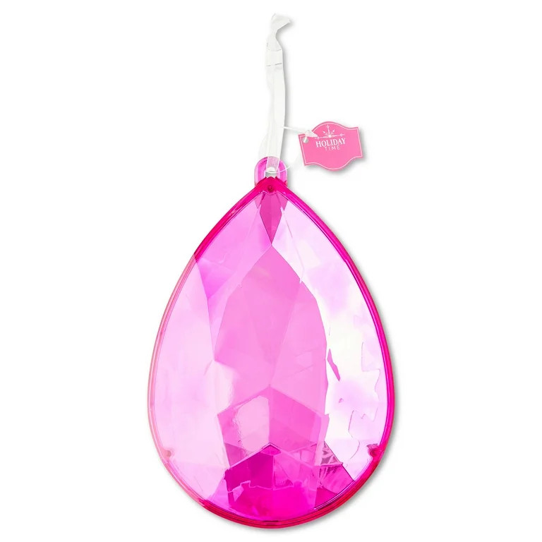 Pink Jumbo Teardrop Gem Christmas Ornament, 7.5", by Holiday Time | Walmart (US)
