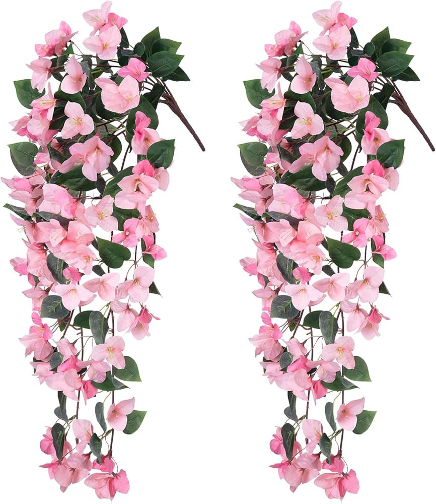 Ivydale 2PCS Artificial Bougainvillea Hanging Flowers Faux Plants for Outdoor Outside Summer Deco... | Amazon (US)