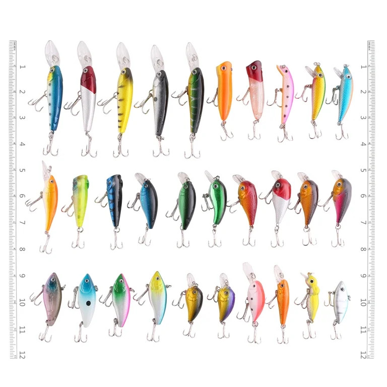 LotFancy 30 Topwater Fishing Lures with Hooks, Bass Bait Trout Lures with Propeller Tail | Walmart (US)