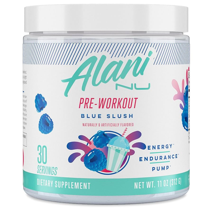 Alani Nu Pre Workout Powder Blue Slush, Amino Energy Boost, Endurance Supplement, Sugar Free, 200... | Amazon (US)
