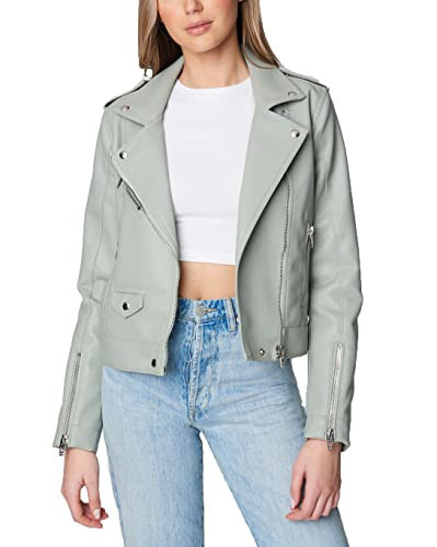 [BLANKNYC] Womens Vegan Leather Moto Jacket with Zipper and Pocket Detail, Stylish Coat & Designer Clothing, Play-Act, X-Small | Amazon (US)