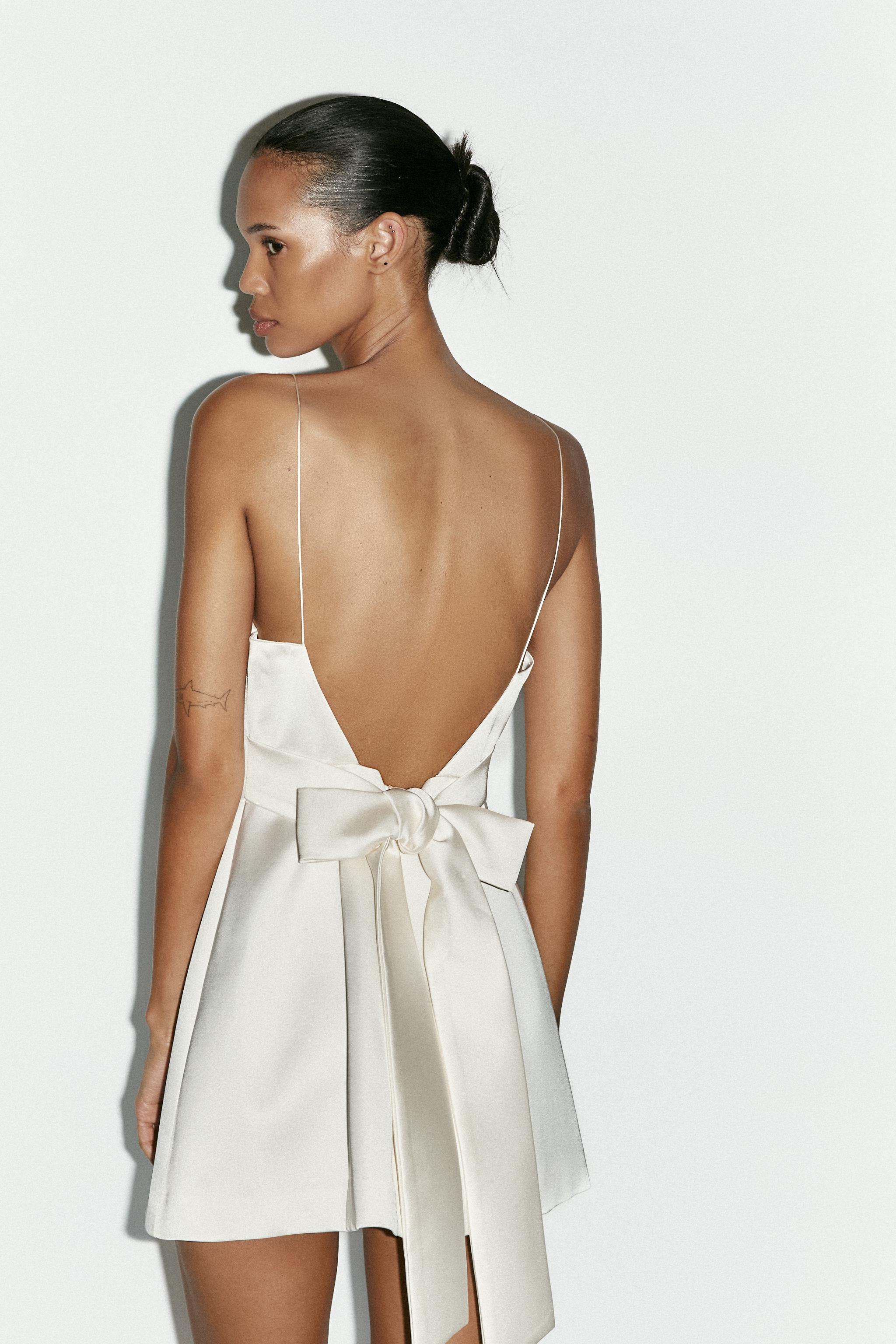 SATIN EFFECT SHORT DRESS WITH BOW DETAIL | Zara US