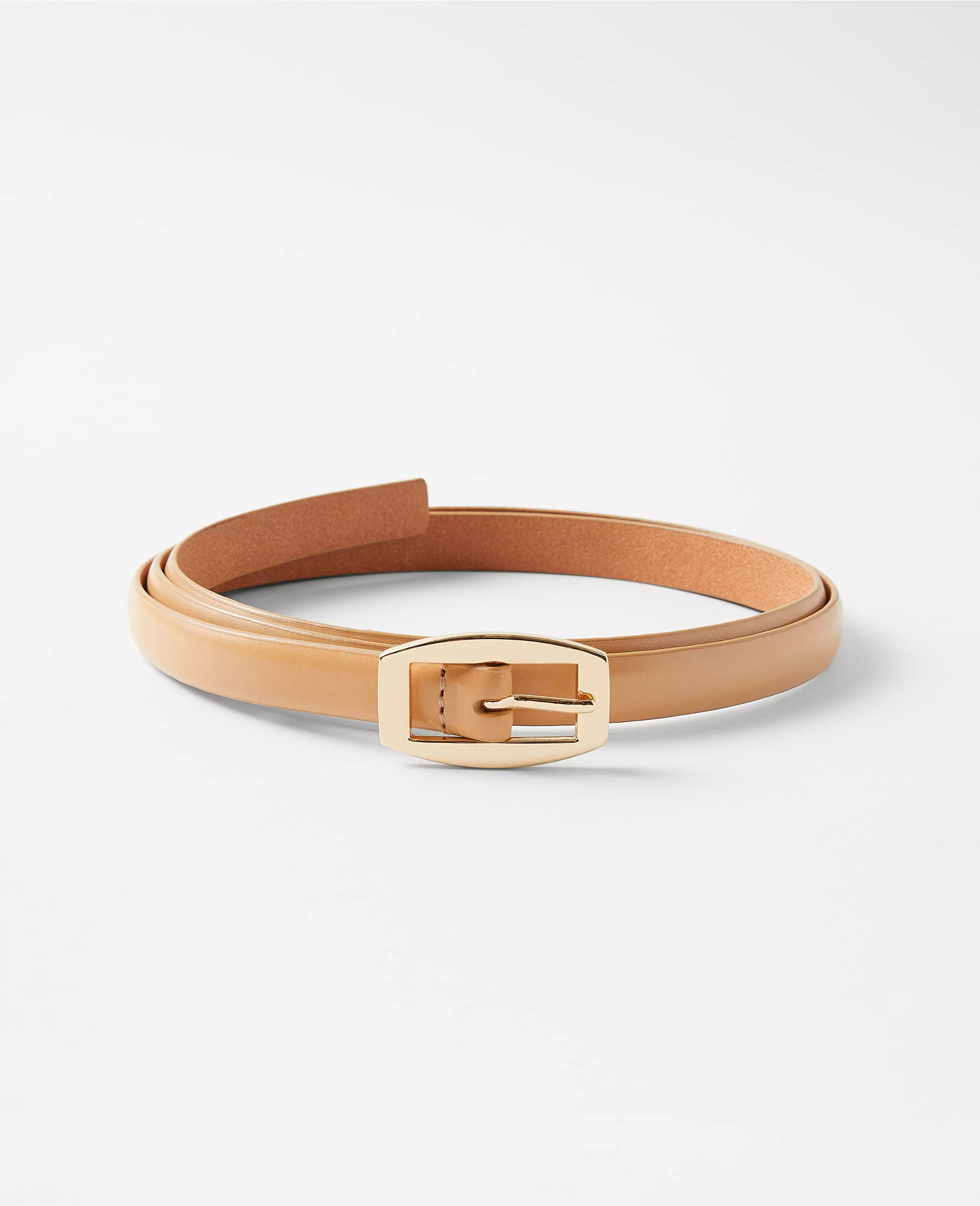 Curved Rectangle Buckle Suede Belt | Ann Taylor (US)