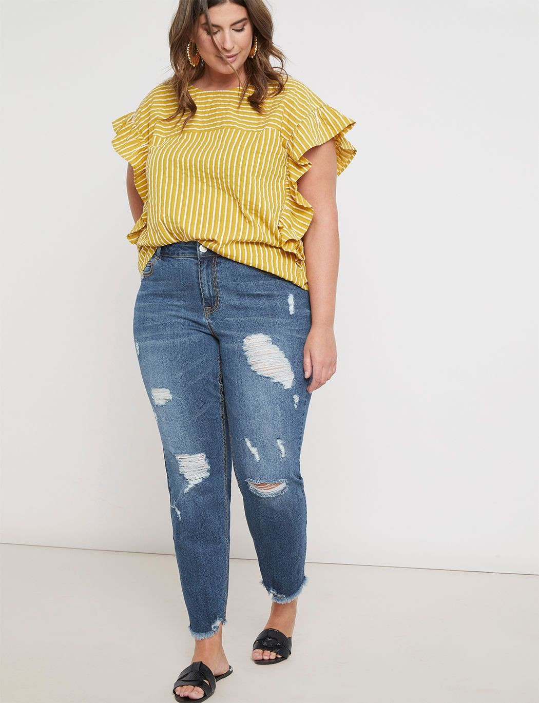 Viola Fit Distressed Boyfriend Jean | Eloquii
