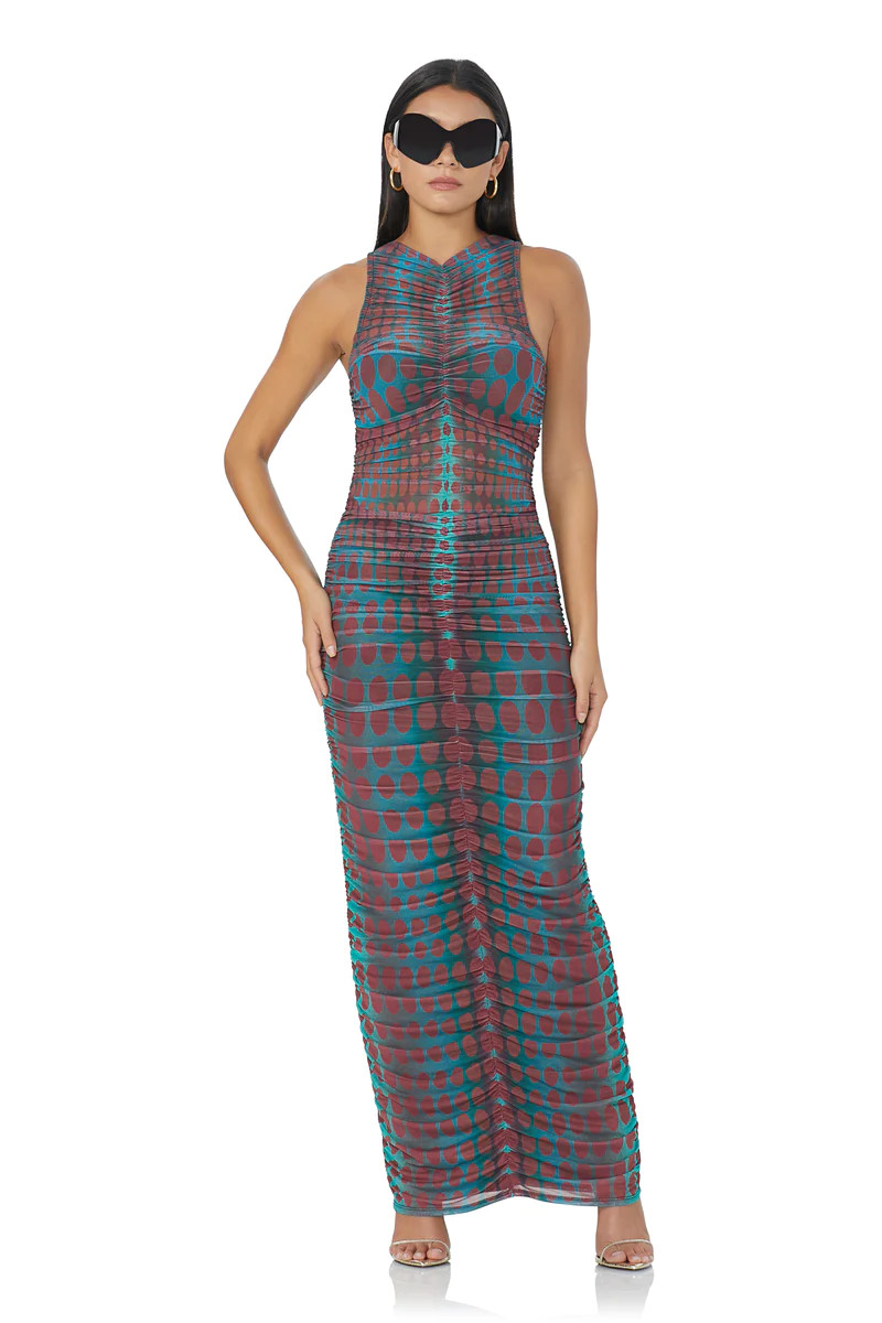 Peyton Mesh Maxi Dress - Cyber Optic Dot | ShopAFRM
