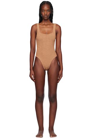 Hunza G - Brown Square Neck Swimsuit | SSENSE