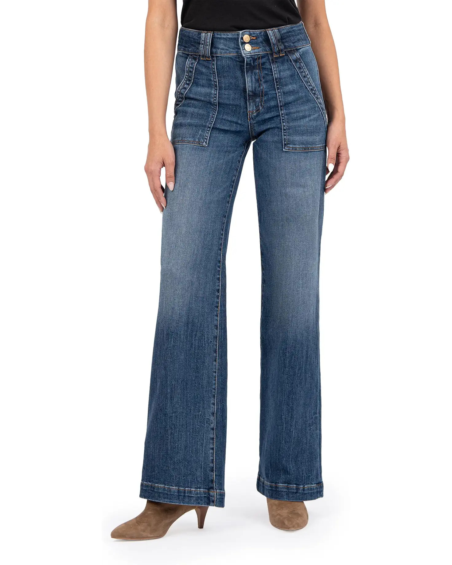 Women's KUT from the Kloth Jodi High-Rise Wide Leg -Porkchop Front Pockets | Zappos.com