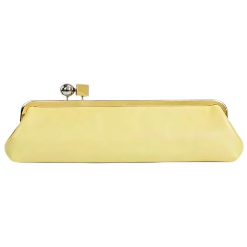 DONGSUO Elegant slim long kisslock Clutch bag, Metal Frame Clasp evening purse, Women Formal handbag with Detachable shoulder strap for Wedding Prom Cocktail Party (yellow) | Amazon (US)