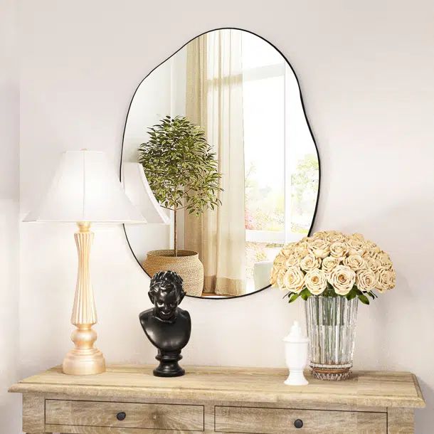 Irregular Bathroom Mirror Wall Mirror Hanging Vanity Mirror 24" X 32"Black | Wayfair North America