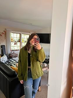 Hixiaohe Women's Oversized Wool Blend Jackets Long Sleeve Button Down Casual Bomber Jacket Outwea... | Amazon (US)