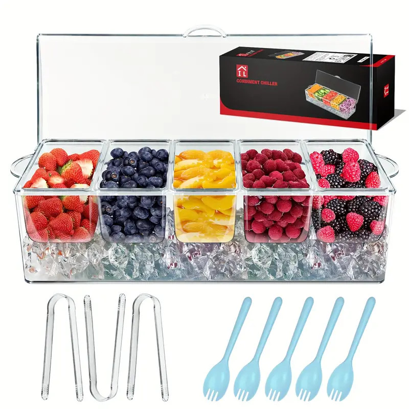 Chilled Condiment Server Tray Bar Fruit Caddy Lid 5 - Temu | Temu Affiliate Program