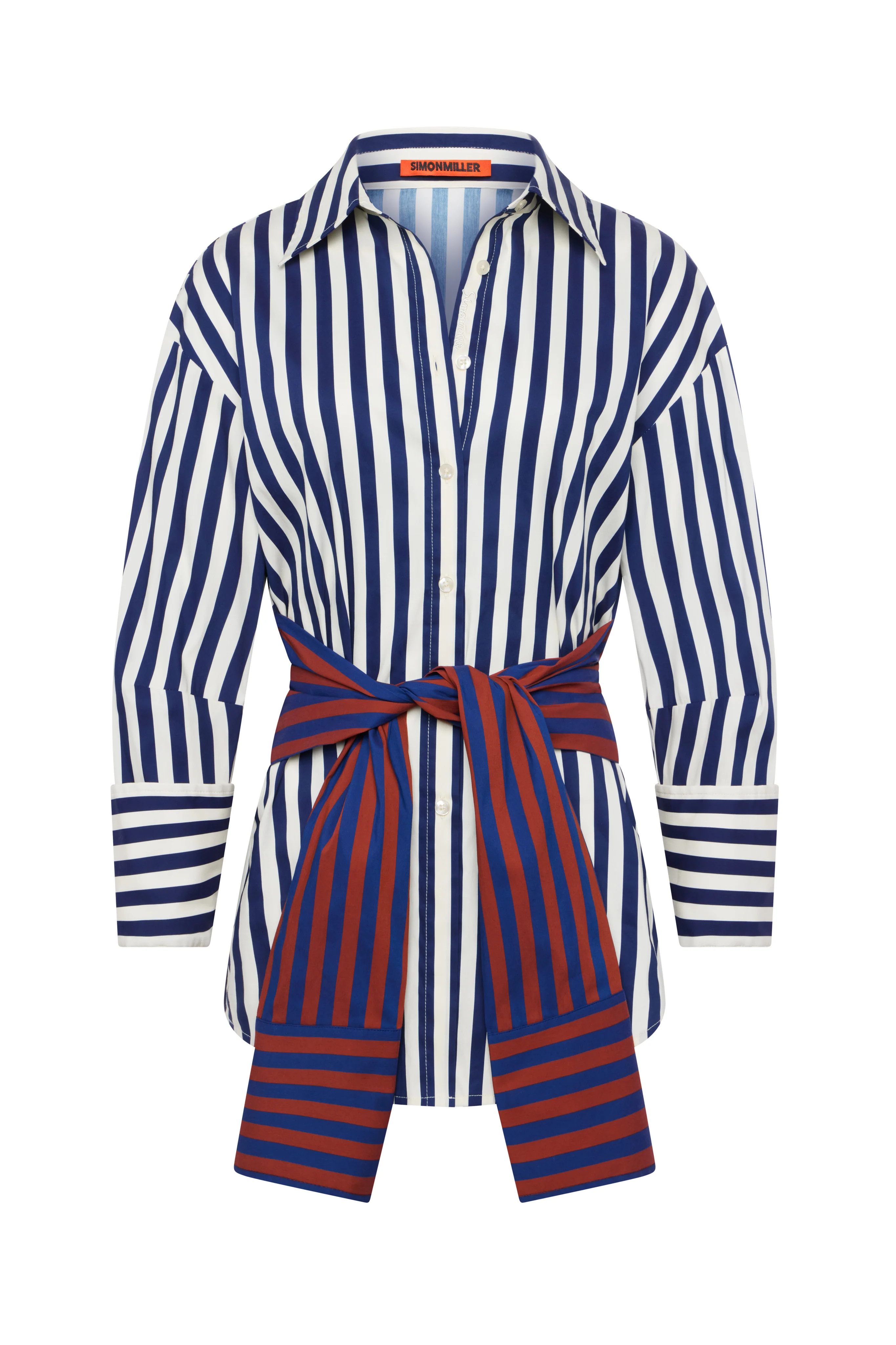 Inna
           Poplin Top In Navy Stripe Multi | Simon Miller