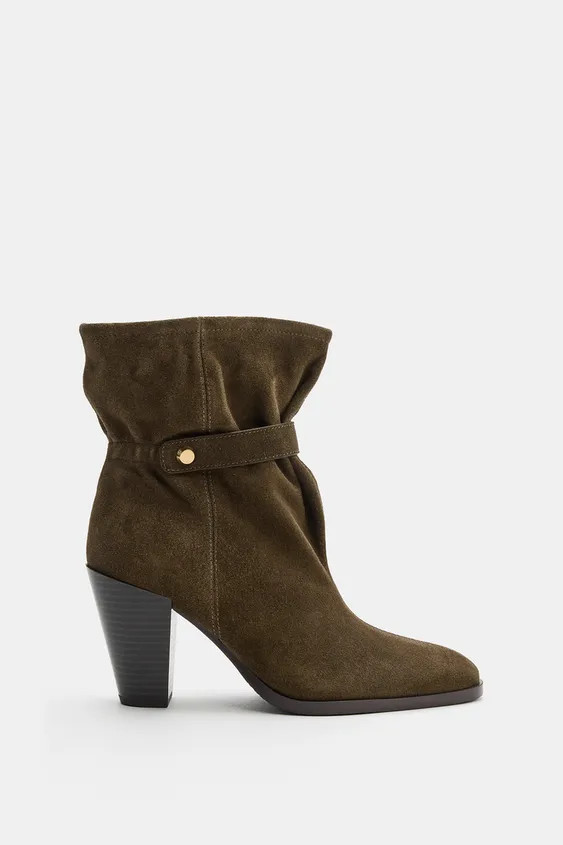 RUFFLED SPLIT SUEDE ANKLE BOOTS | Zara DE