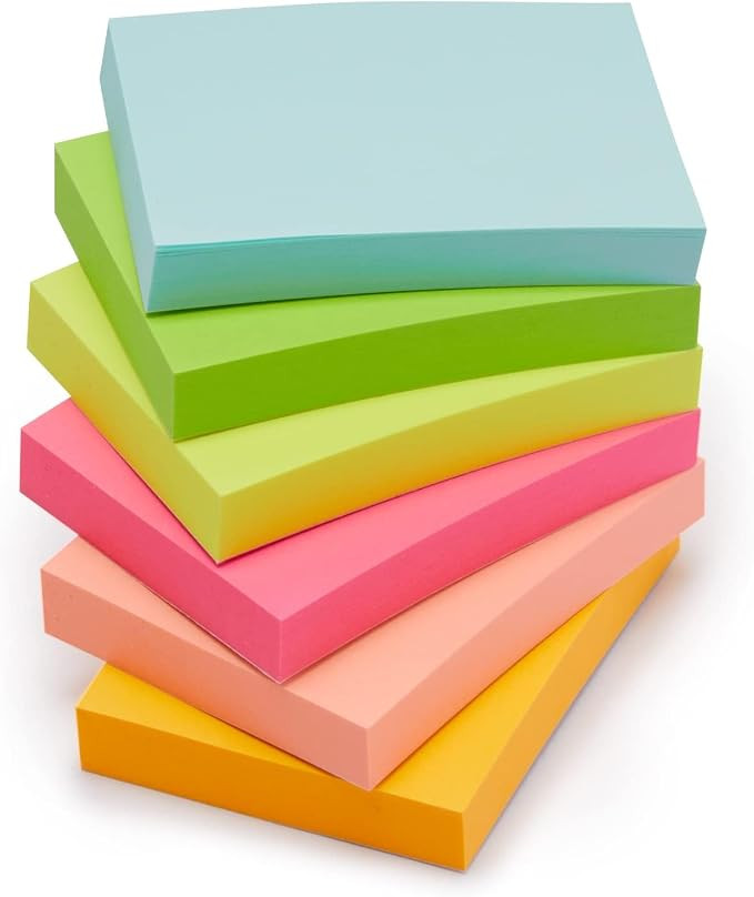 Amazon Basics Mini Rectangular Sticky Notes, 1.5x2 Inches, Bright Colors Self-Stick Pads, Easy to... | Amazon (US)