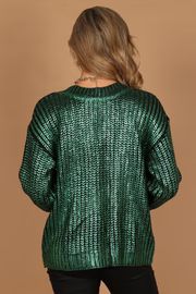 Cameron Crewneck Metallic Knit Sweater - Green | Petal & Pup (US)