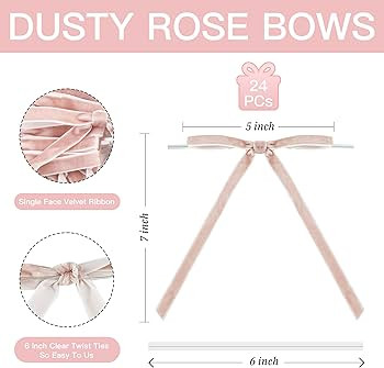 Dusty Rose Velvet Ribbon Christmas Bow 5 x 7 Inches Premade Dusty Pink Bows for Christmas Tree Ha... | Amazon (US)