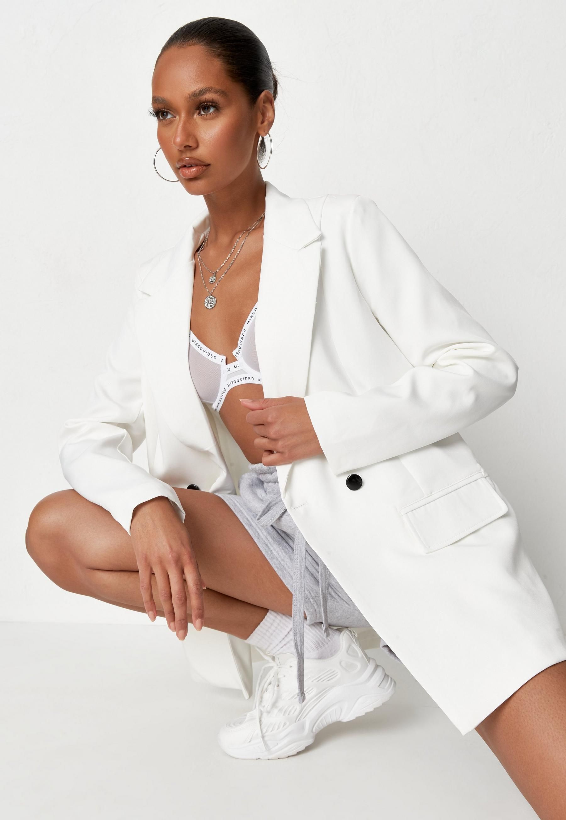 Missguided - White Longline Tailored Blazer | Missguided (US & CA)