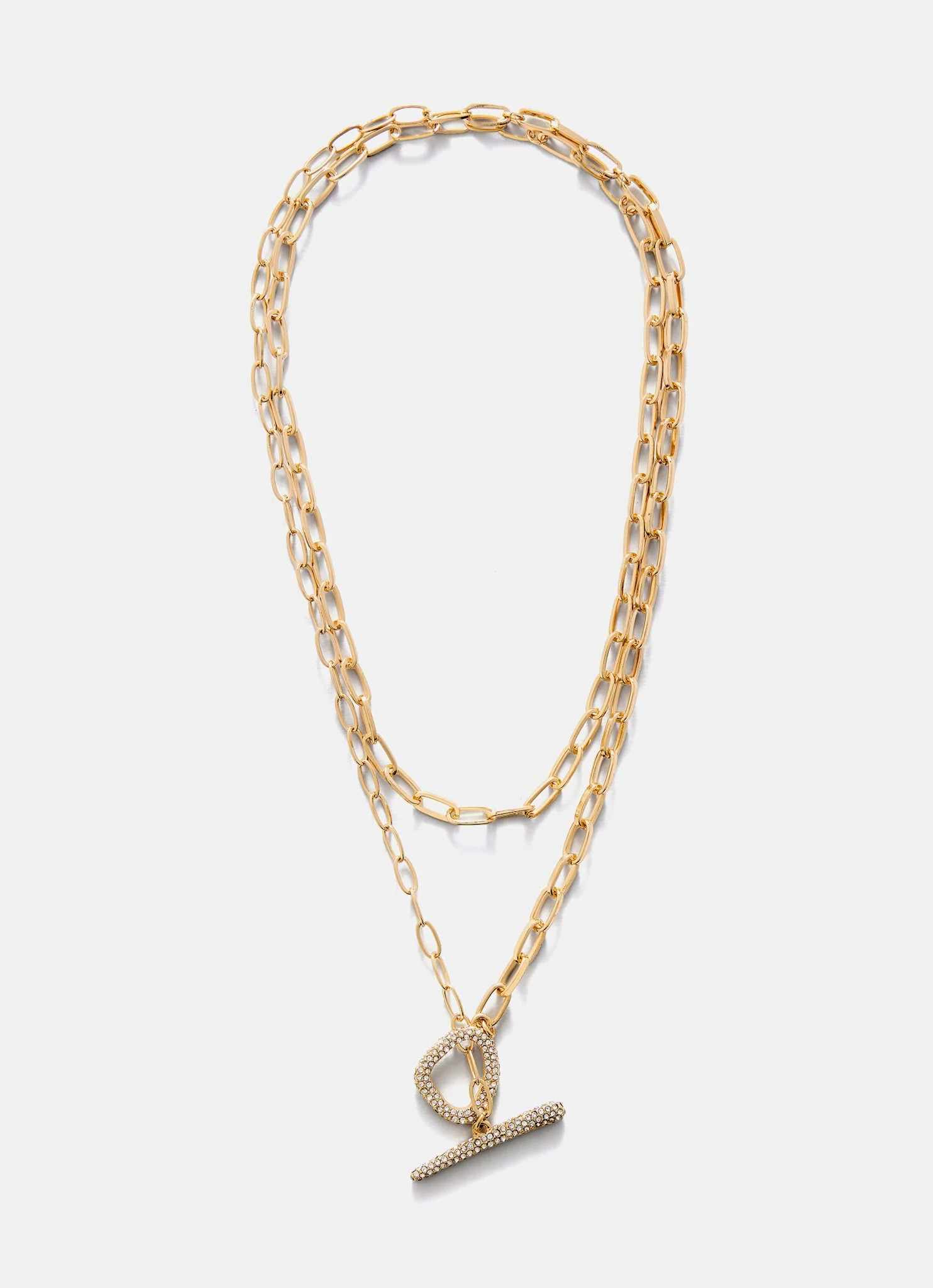 Gold Tone Pave Layered Necklace | Mint Velvet