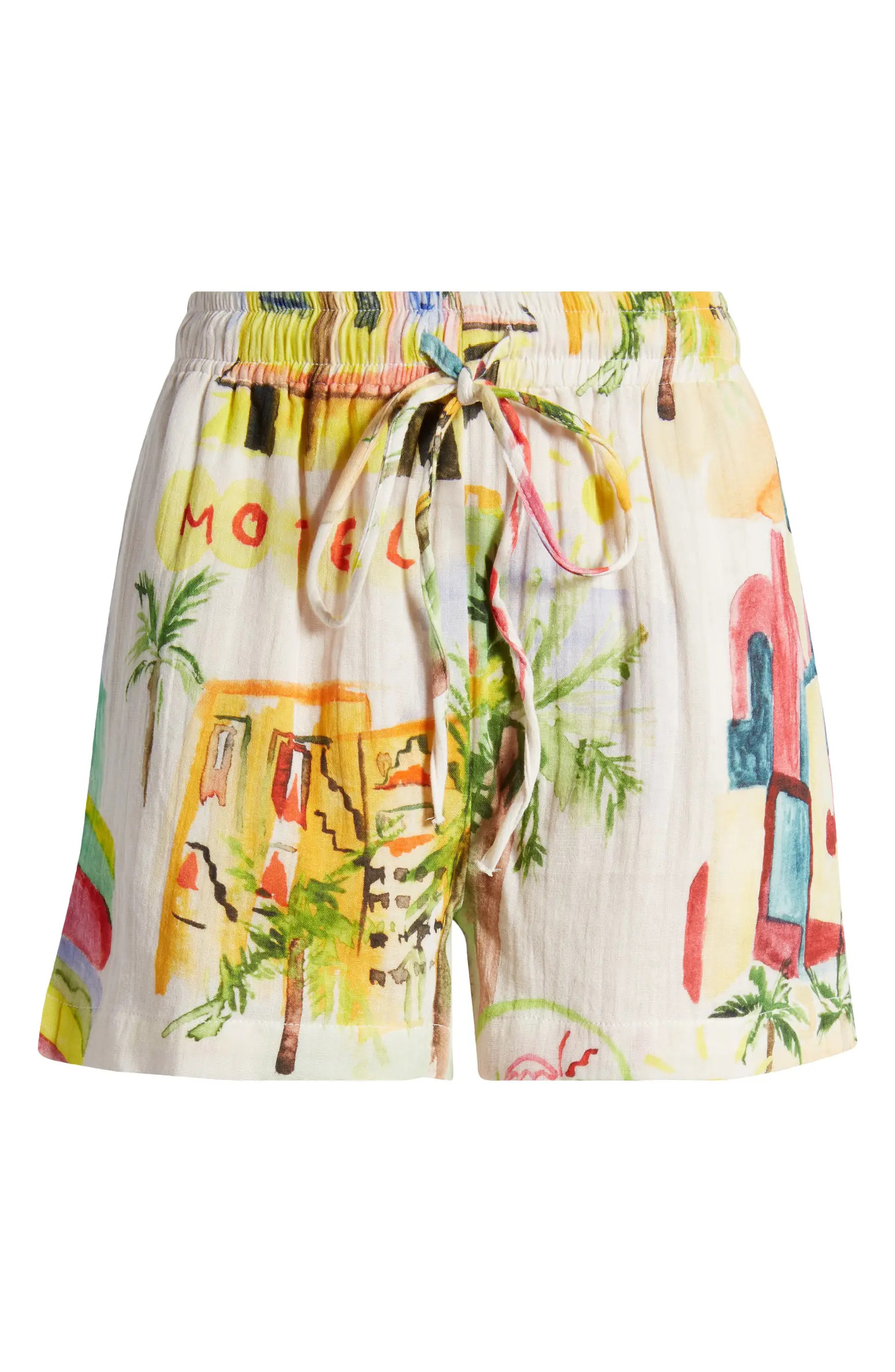 NASTY GAL Postcard Print Cotton Drawstring Shorts | Nordstrom | Nordstrom