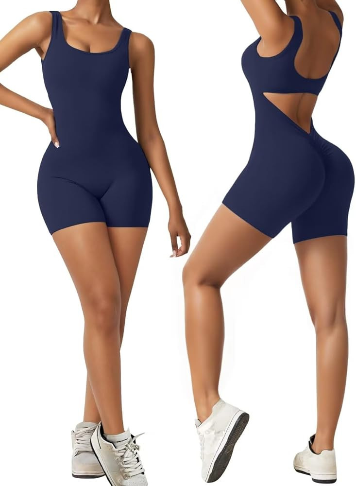 Vertvie Jumpsuits for Women Sexy Backless One Piece Jumpsuit Shorts Sleeveless Tummy Control V Ba... | Amazon (US)