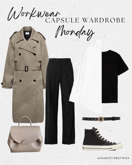 Monday - capsule wardrobe workwear outfits of the week! 

Starting with a smart casual workwear outfit idea styling tailored trousers and a white shirt with black converse trainers and a trench coat.

#workwear #smartcasual #capsulewardrobe 

#LTKworkwear #LTKstyletip #LTKeurope