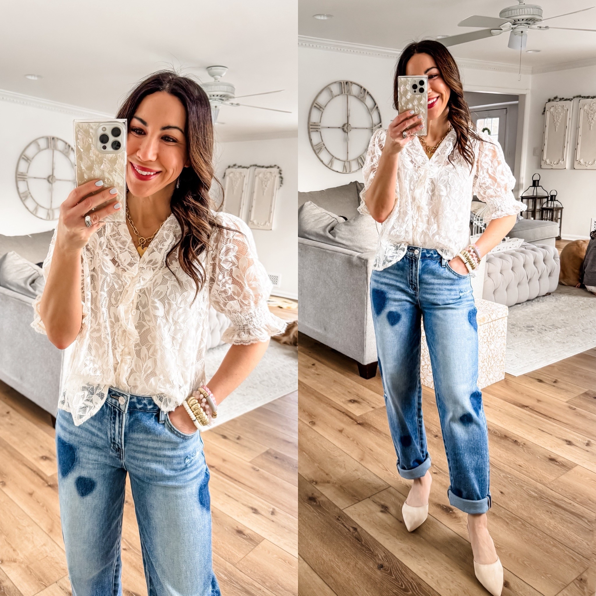 Small lace top. 25 boyfriend jeans. Valentine’s Day outfit. Heart necklace.


#LTKValentine #LTKOver40